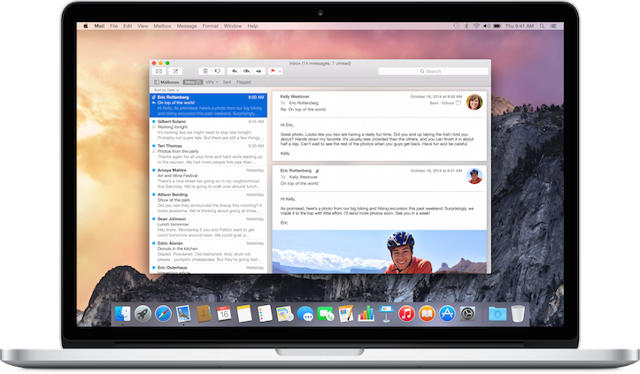 apple mail update yosemite