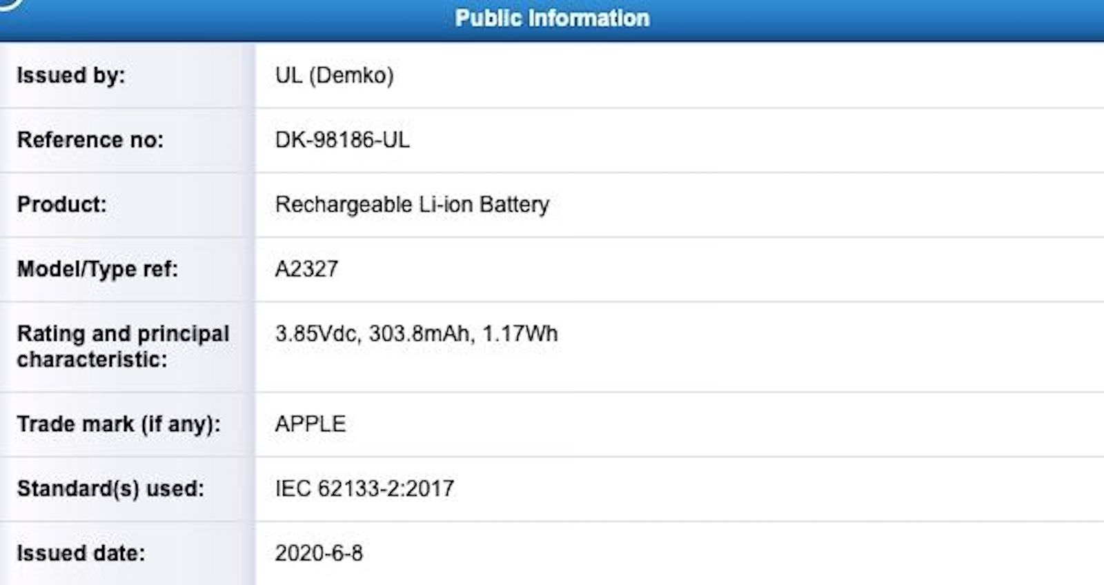 Apple A2327 UL Demko