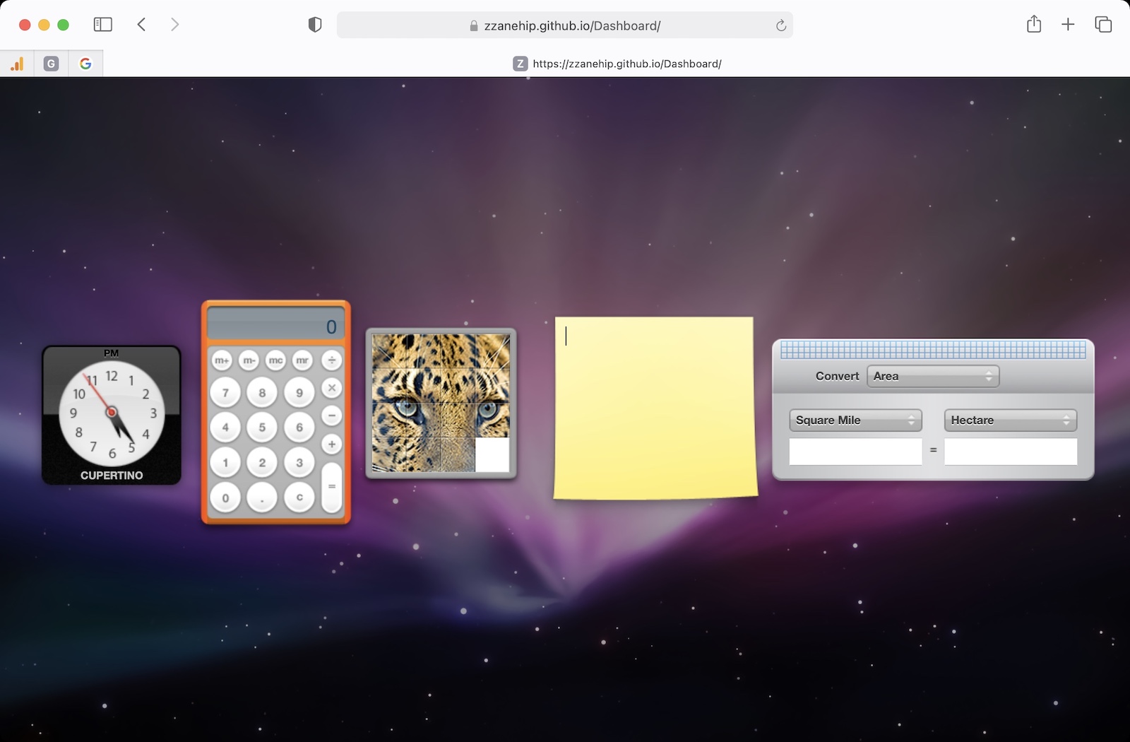 Dashboard widget on browser 2