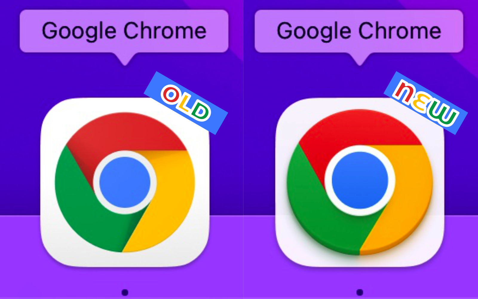 Google Chrome 100 old and new logo