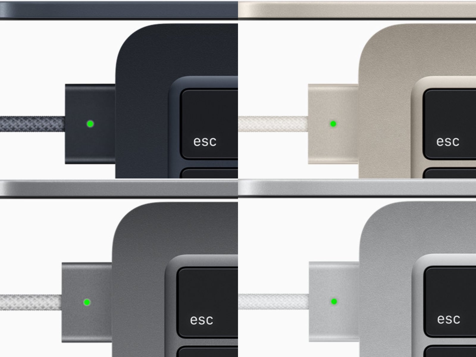 M2 MacBook Airのカラーに合わせたMagSafeケーブル、USB-C端子の違和感