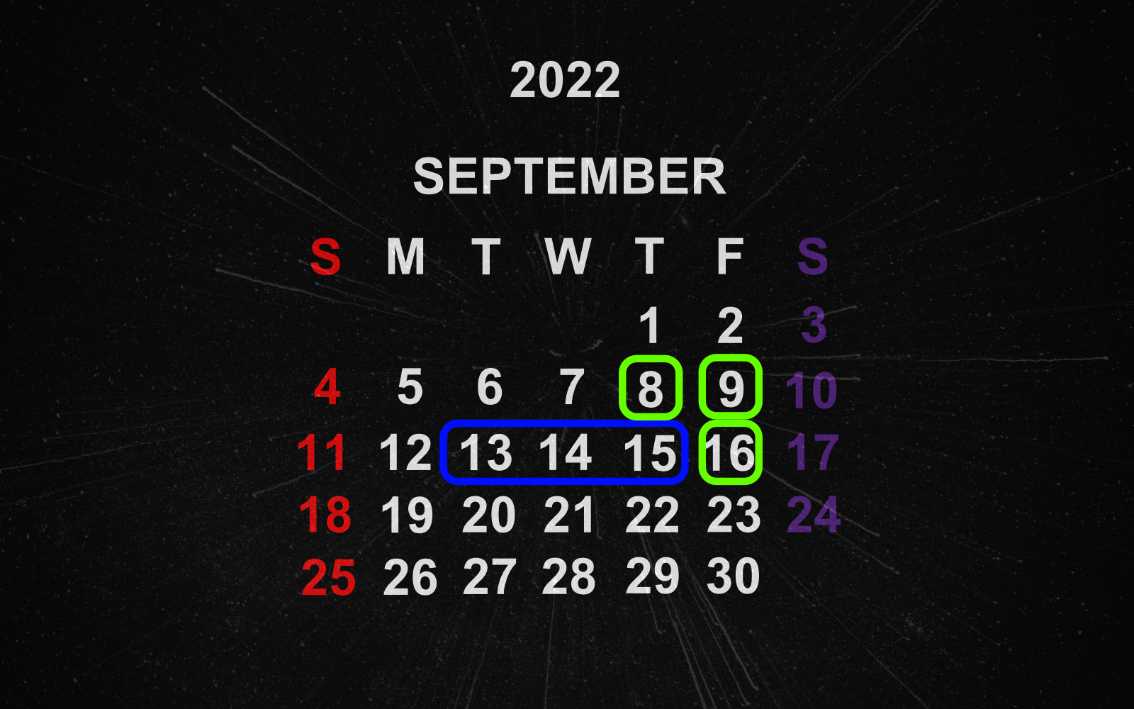 September schedule for apple