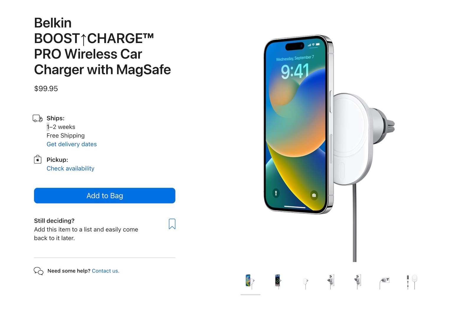 Belkin boostcharge pro wireless car charger with magsafe