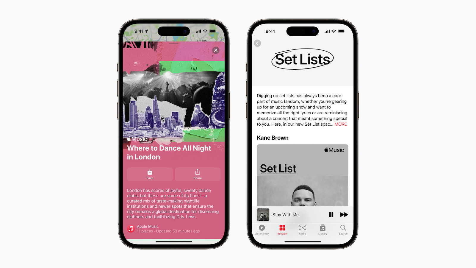Apple Music Guides Set Lists iPhone 14 Pro 2up