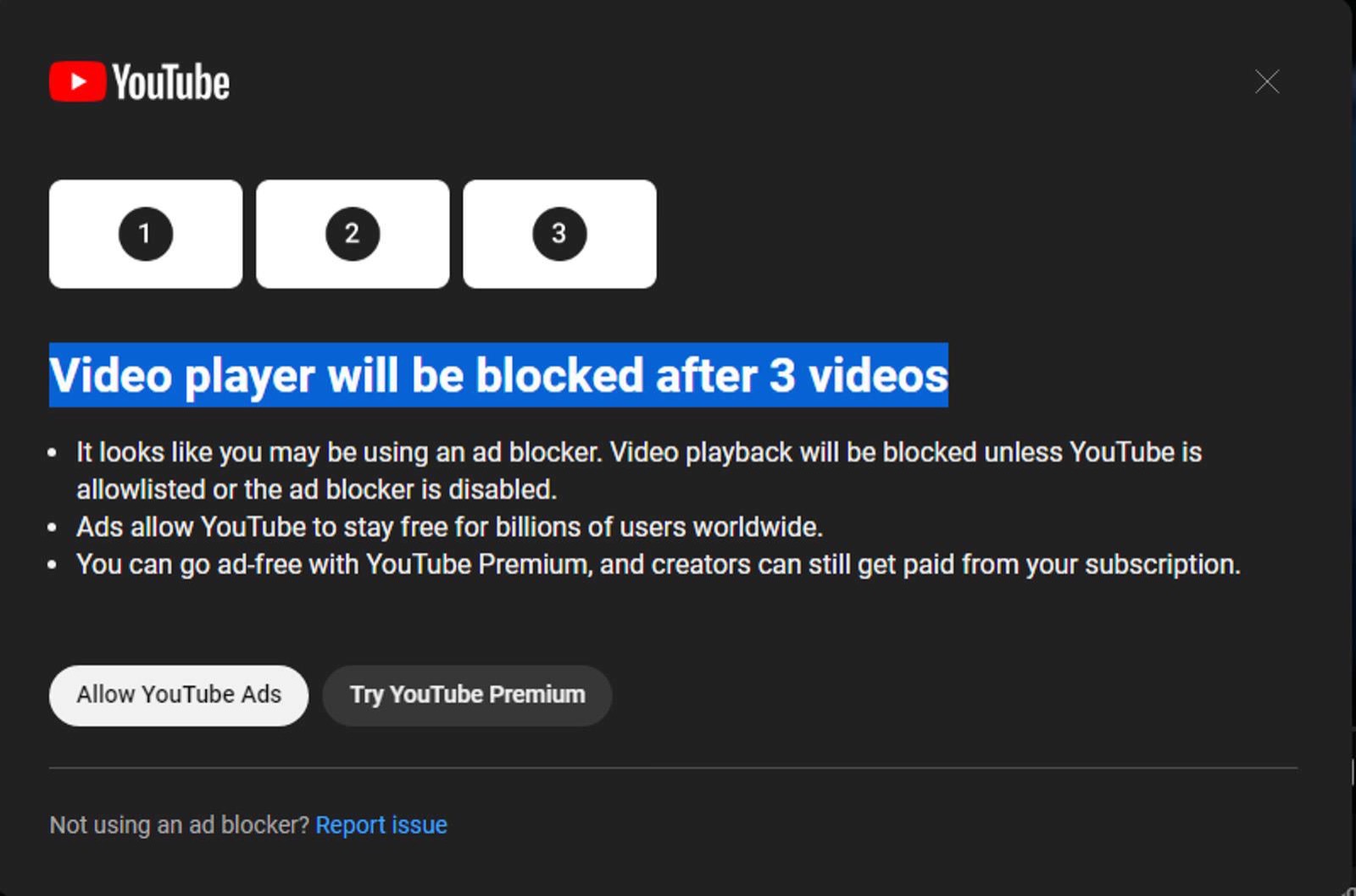Three strikes and youre out youtube adblockers