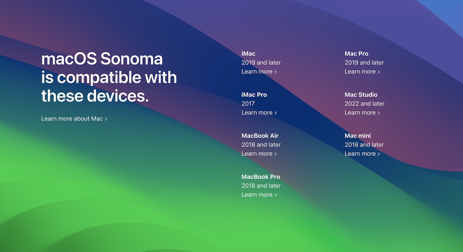 macOS 14 Sonomaの対応機種：MacBook ProとiMacの一部モデルが非対応 ...
