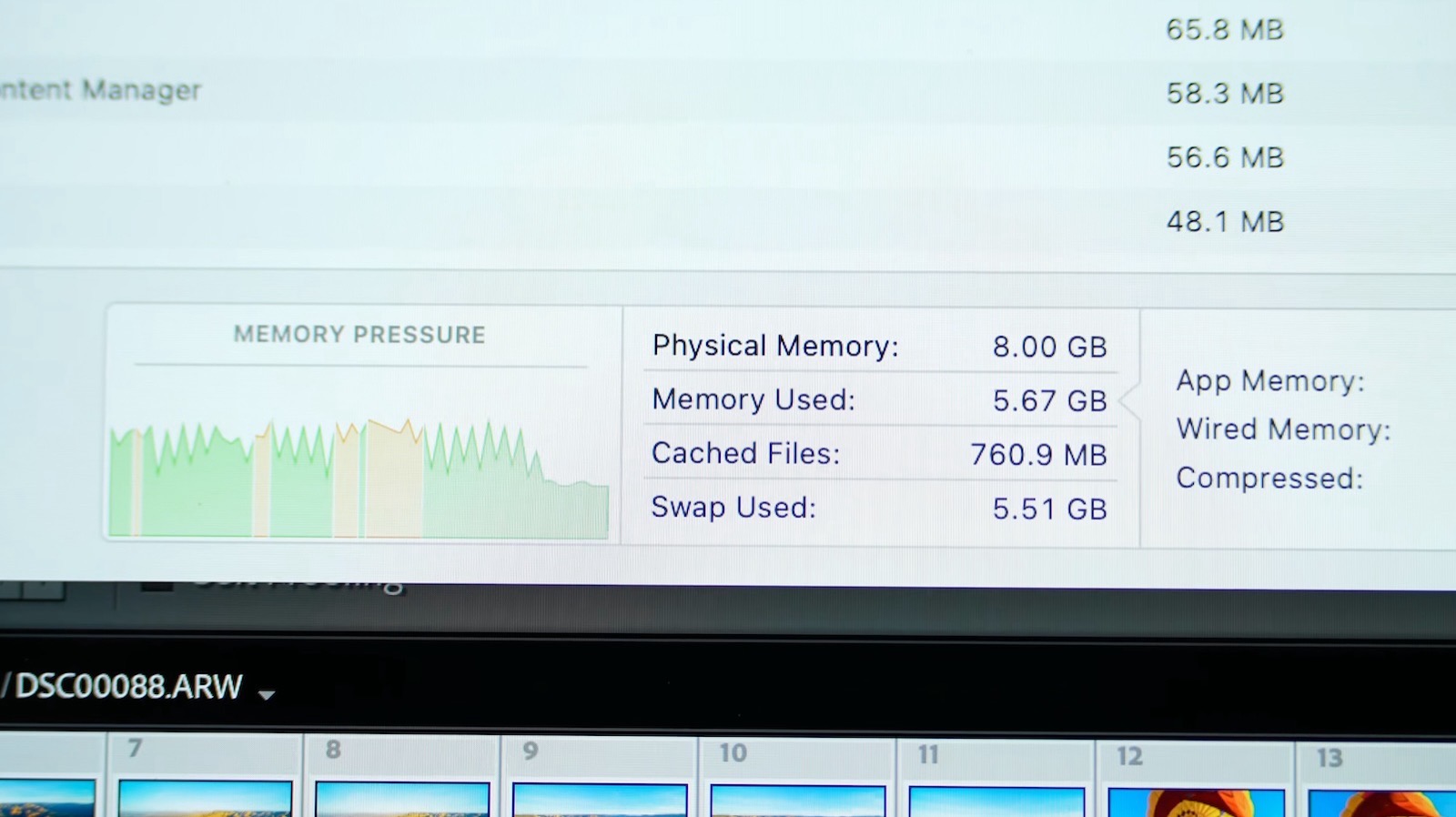 Memory Pressure on 8gb macbookpro
