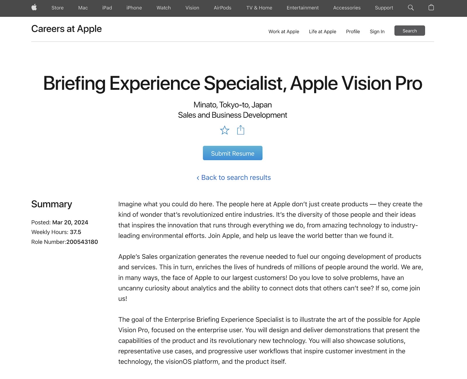 Apple VP Briefing Experience Specialist