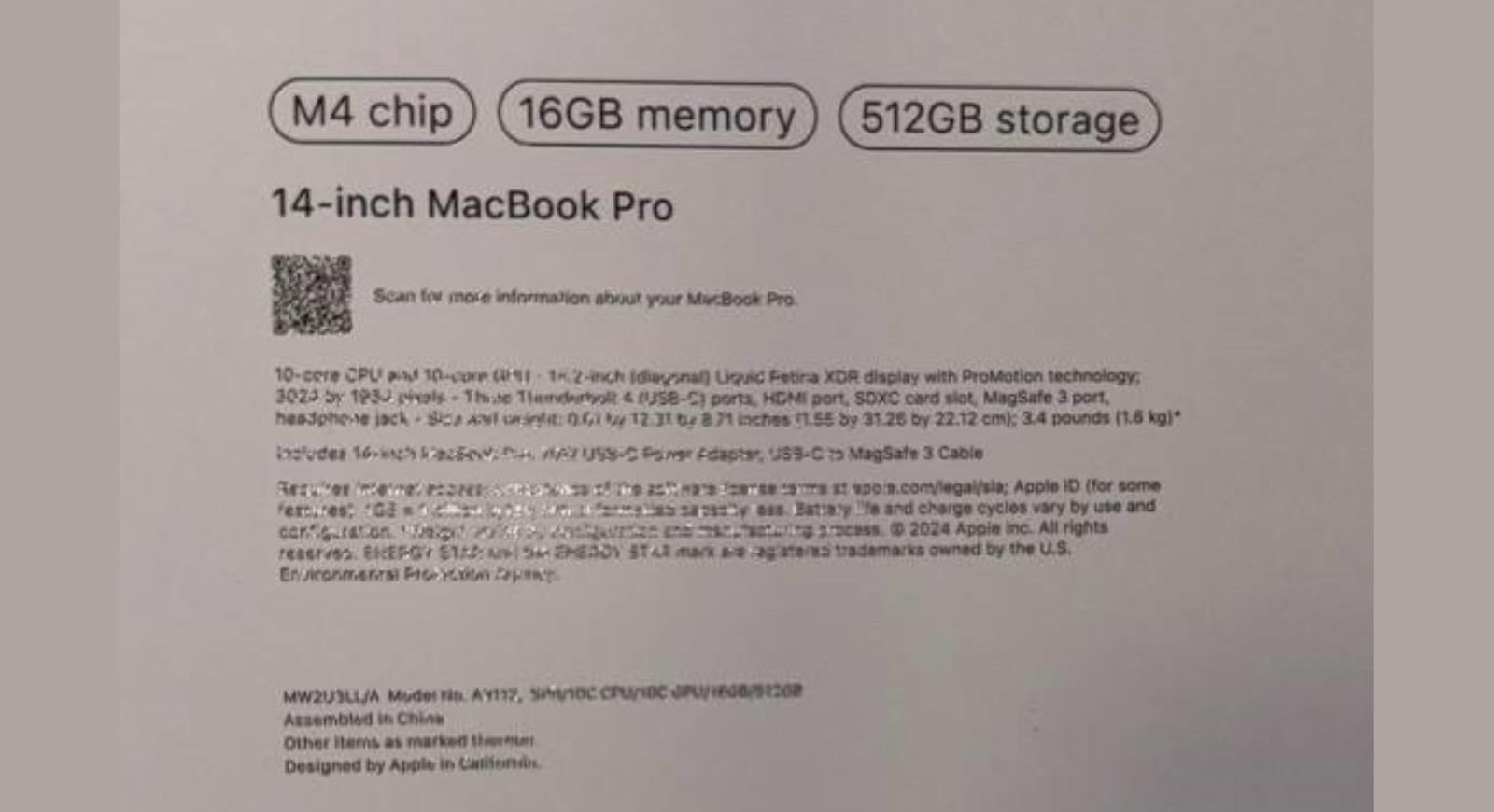 M4 MacBook Pro Packaging