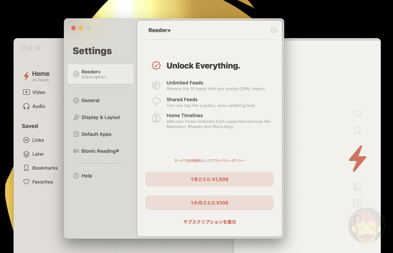 Reeder app now officially subscription 01