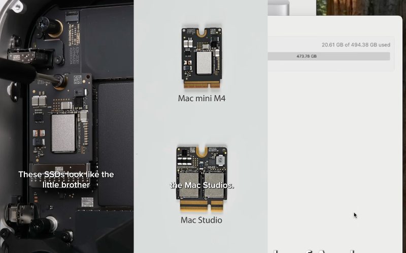 M4 Mac mini（2024）の換装可能な内蔵SSD、Mac Studioの内蔵SSDと互換性がある模様