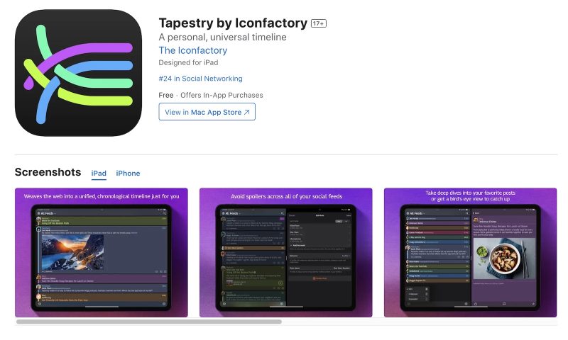 元Twitterrificチームが新アプリ「Tapestry」を放つ。SNSとRSSを統合