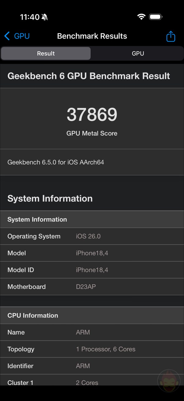 iPhone AirのGBスコア（GPU）