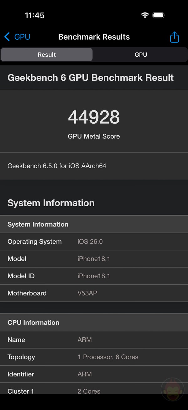 iPhone 17 ProのGBスコア（GPU）