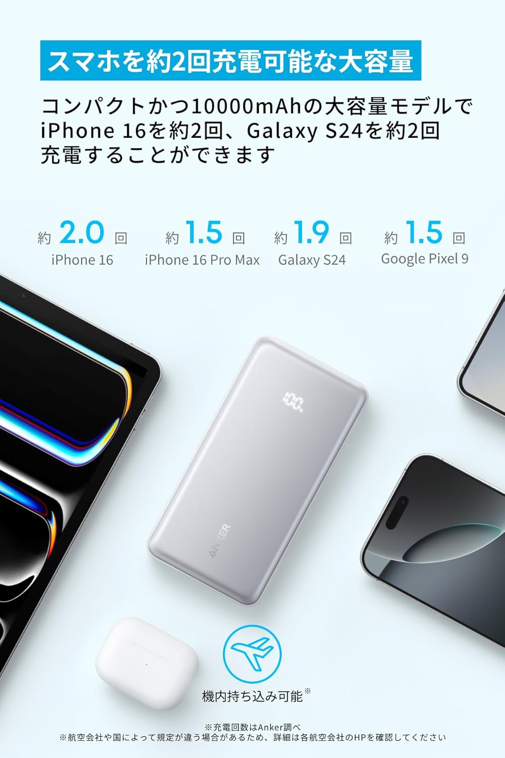 Anker Zolo Power Bank (10000mAh, 22.5W, Built-In USB-Cケーブル)