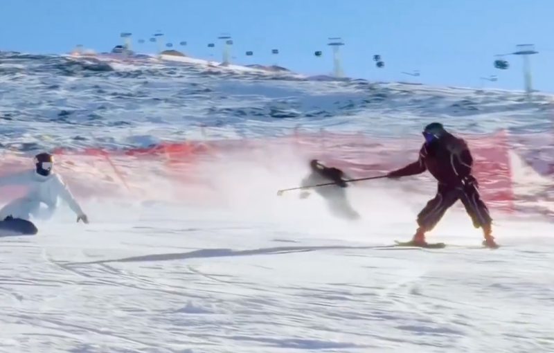 スノーボードのダウンヒル映像が「後ろ向きに滑る凄すぎるカメラマン」が撮影していたと話題に。
