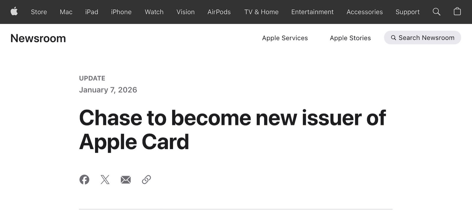 Chase to become new issuer of apple card